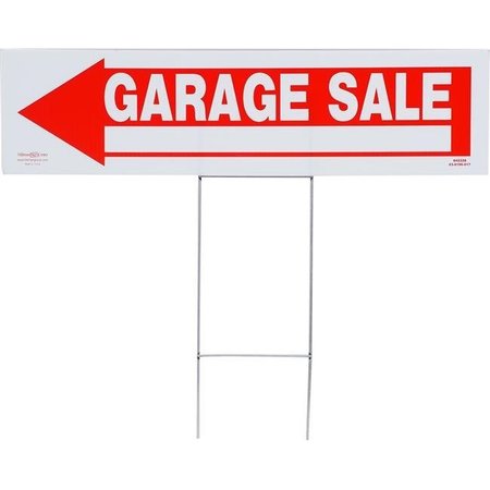 HILLMAN Hillman Group 842228 6 x 24 in. Red & White Corrugated Plastic Arrow Garage Sale Sign 842228